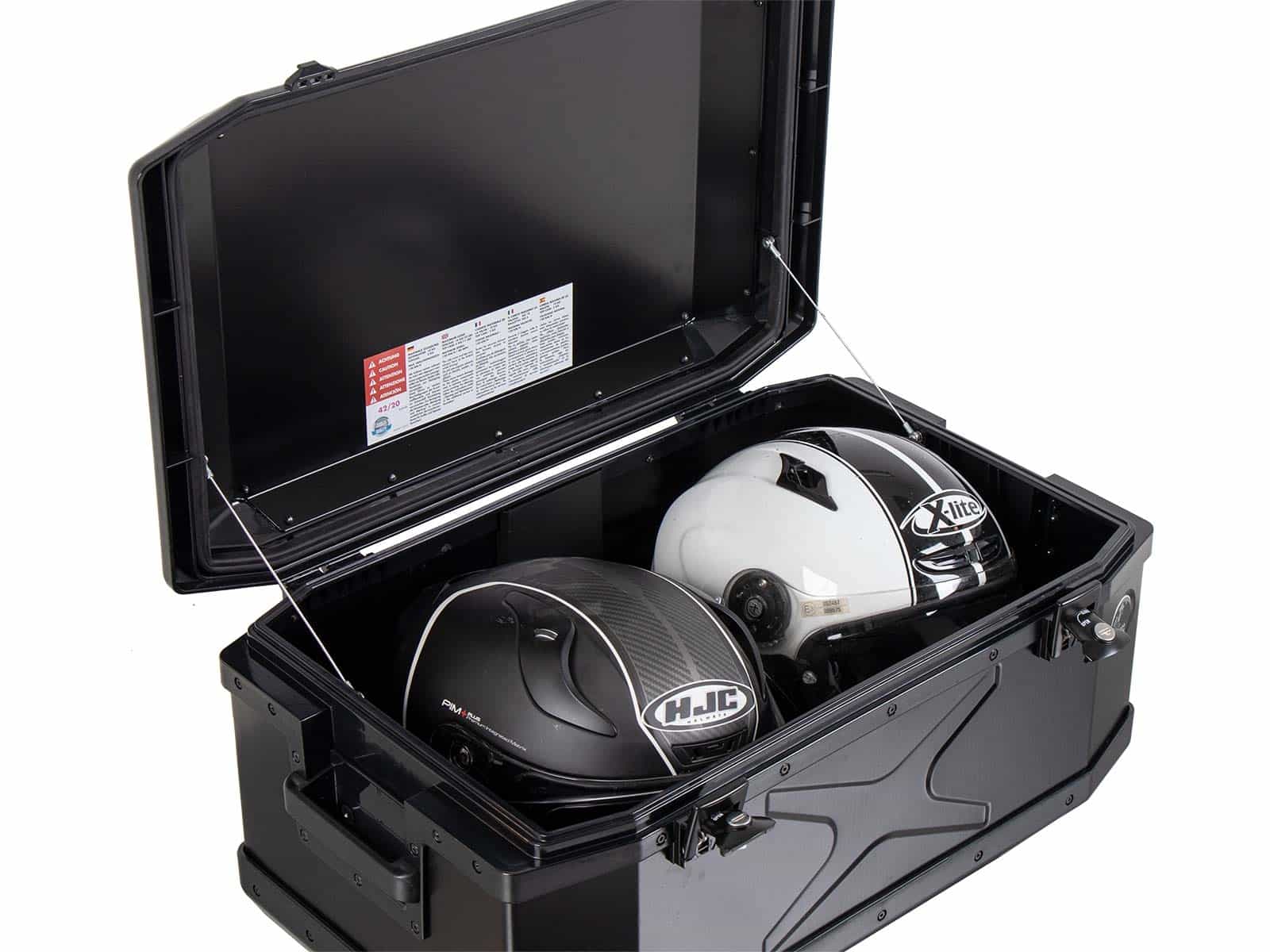 Bauletto in alluminio Xplorer 60 litri alluminio nero Hepco & Becker