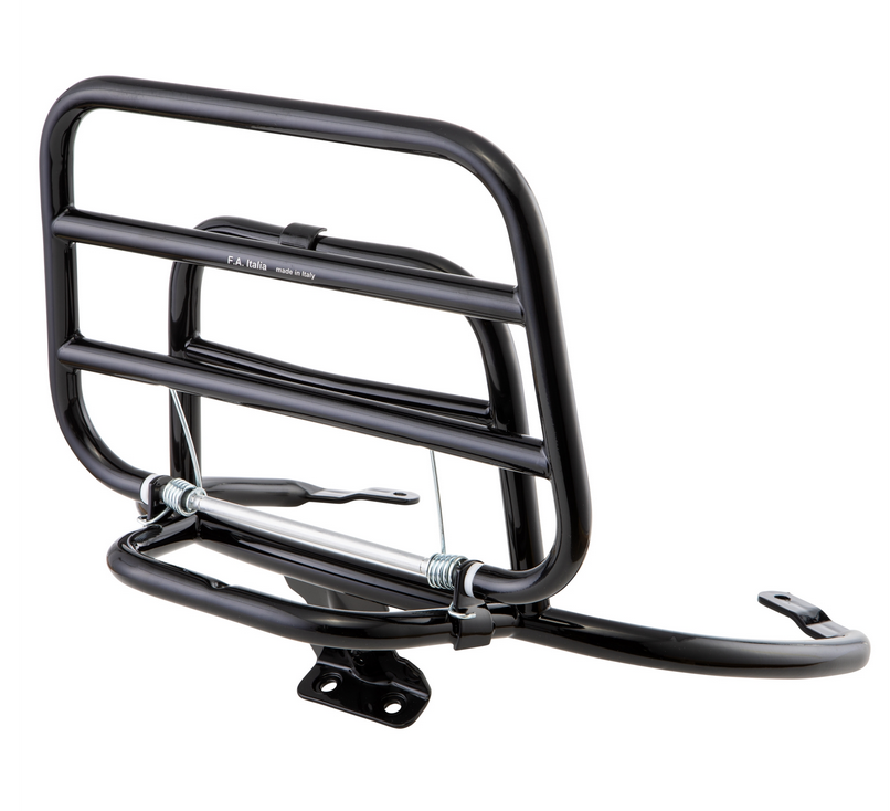 Portapacchi posteriore per Vespa Primavera /Sprint 50-150ccm, pieghevole, nero lucido