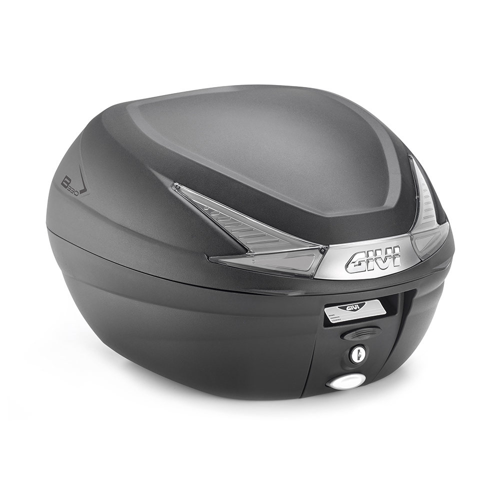 B330 TECH MONOLOCK bauletto nero con catarifrangenti trasparenti e piastra Givi