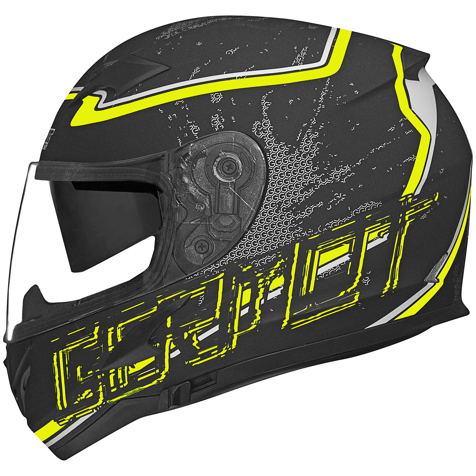 Casco integrale Germot GM 306, nero opaco/giallo fluo