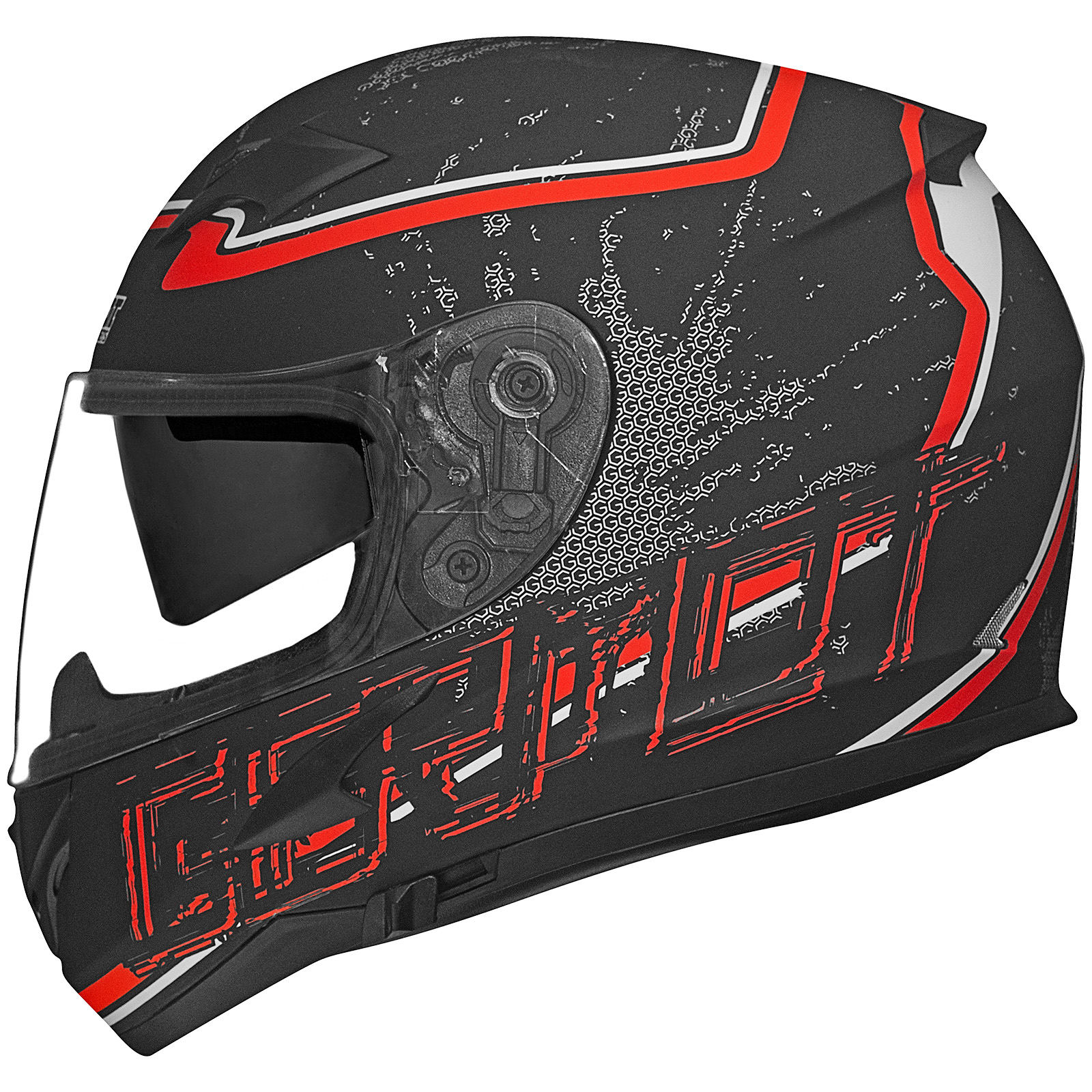 Casco integrale Germot GM 306, nero opaco/rosso