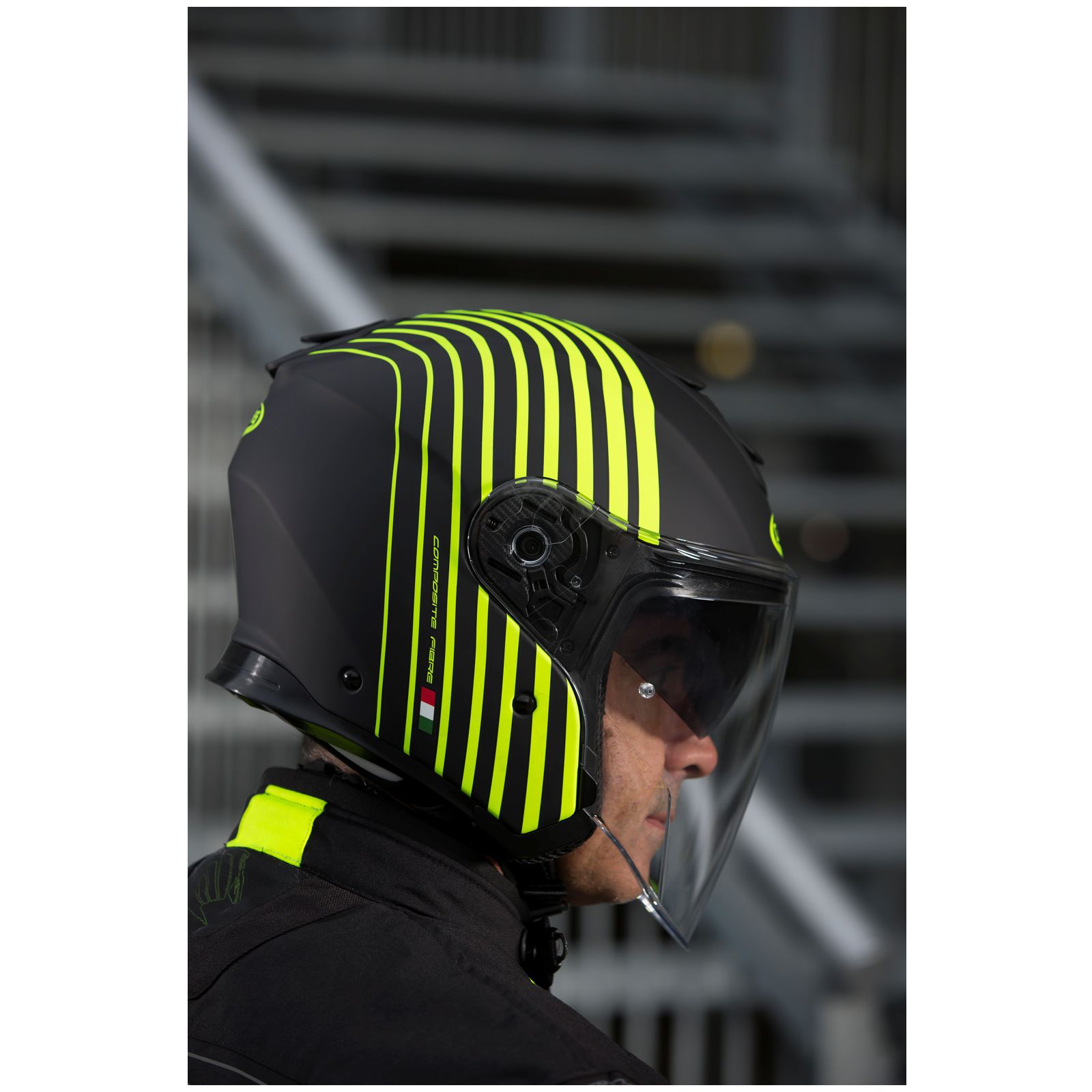 Caberg Casco Flyon Bakari, nero opaco/giallo fluo