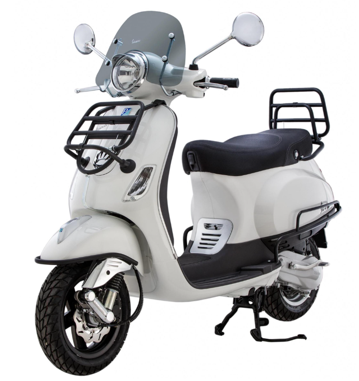 Portapacchi posteriore per Vespa LX /LXV /S 50-150cc, pieghevole, nero