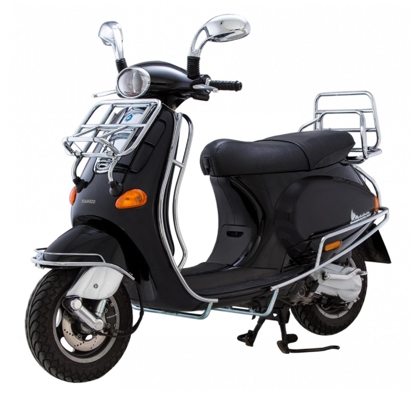 Portapacchi posteriore per Vespa ET2/ET4 50-150cc, pieghevole, cromato