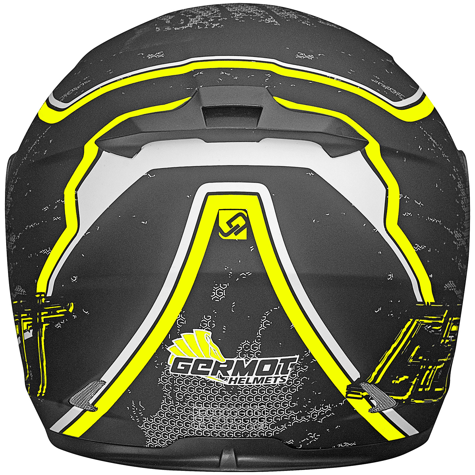 Casco integrale Germot GM 306, nero opaco/giallo fluo