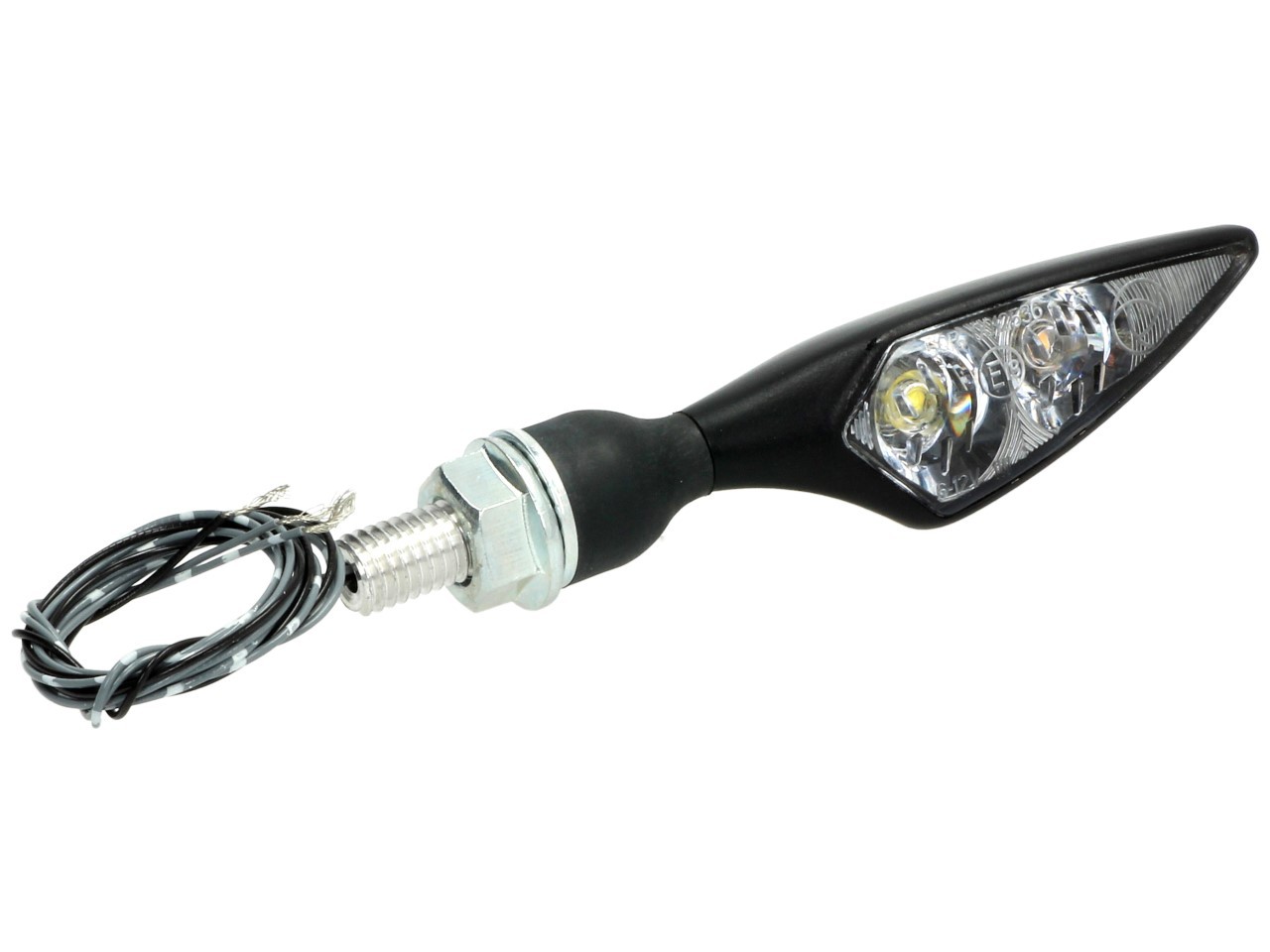 Indicatore Kellermann, rombo PL, acciaio, LED, anteriore sinistro, 12 V, nero satinato, omologazione E