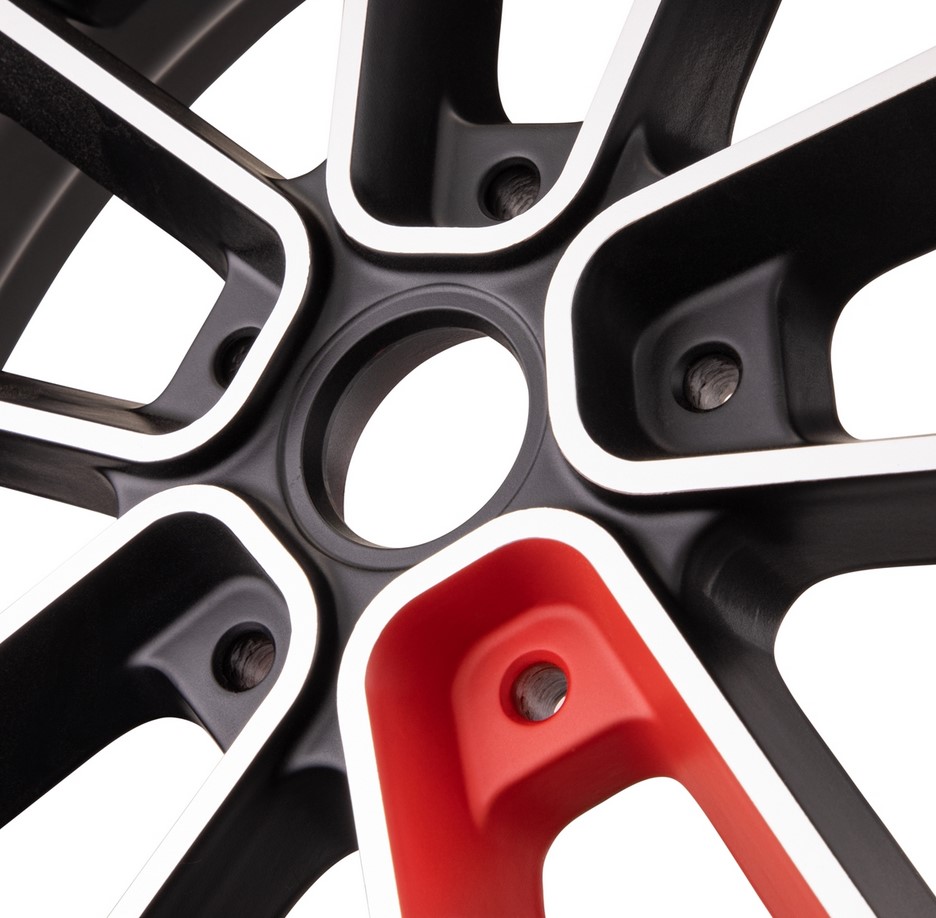 Cerchio anteriore/posteriore 12" per Vespa GTS/​GTS Super/​GTV/​GT 60/​GT/​GT L 125-300ccm, nero opaco/​rosso