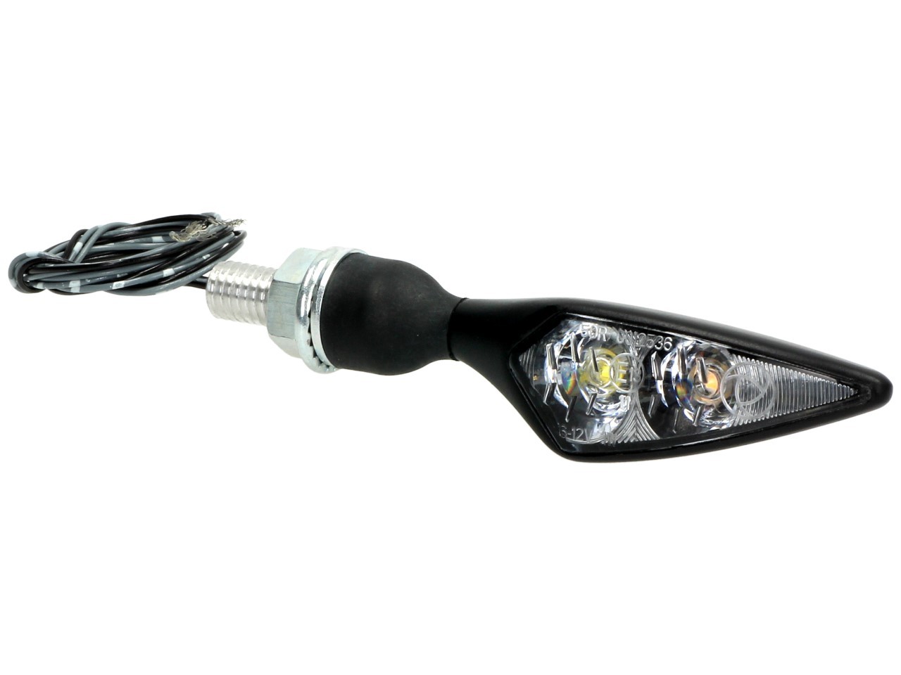 Indicatore Kellermann, rombo PL, acciaio, LED, anteriore sinistro, 12 V, nero satinato, omologazione E