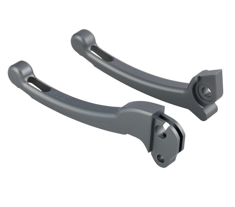 Set di leve sportive frizione/freno per Vespa PX 125-200ccm, HBZ Grimeca, destra/sinistra, grigio opaco