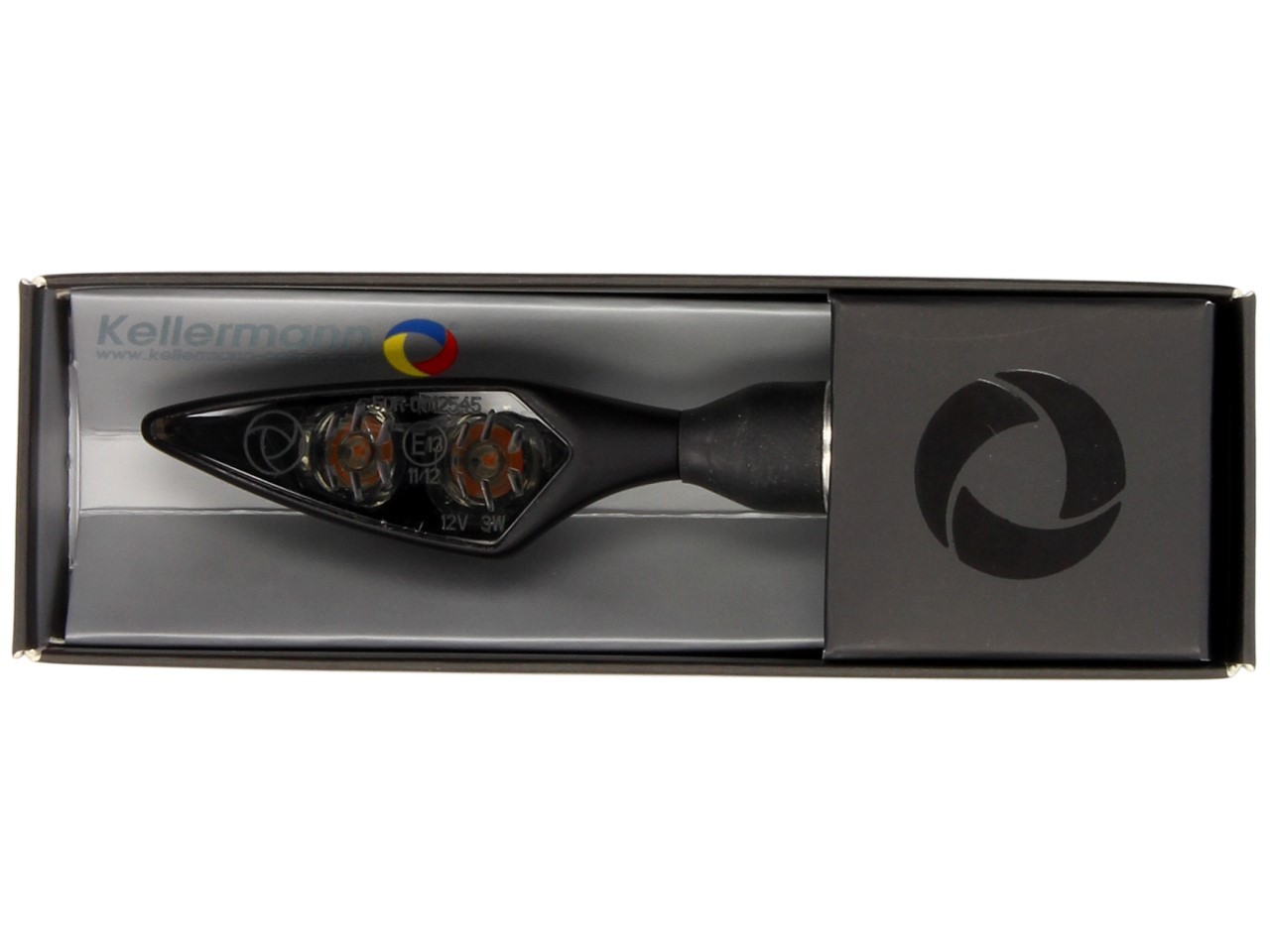Indicatore Kellermann, Rhombus Dark, acciaio, LED, VR/HL, 12 V, nero satinato, M8x20, omologato E