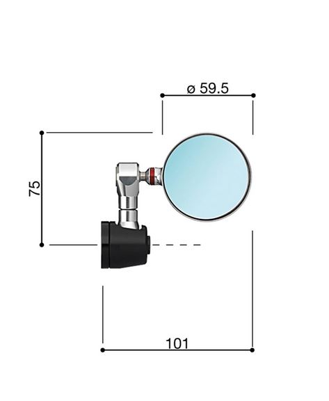 Specchietto per manubrio RIZOMA "SPY-R" Ø 57 mm destro o sinistro per Vespa, anodizzato nero