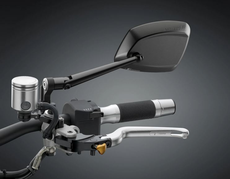 Specchio RIZOMA 4D destro per Vespa, anodizzato nero