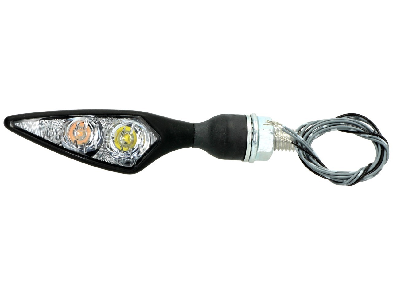 Indicatore Kellermann, rombo PL, acciaio, LED, anteriore destro, 12 V, nero satinato, omologazione E