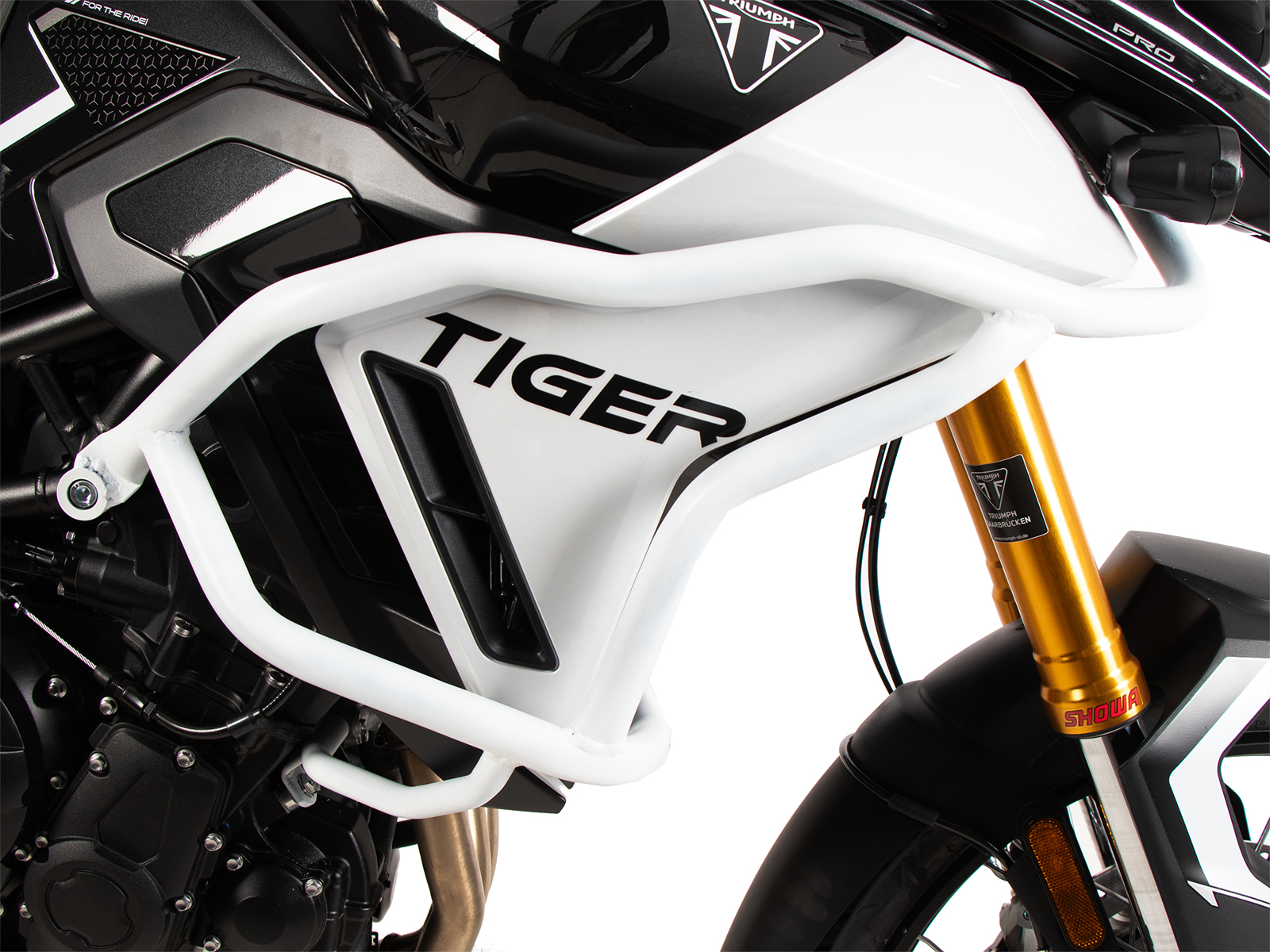 Barra di protezione serbatoio "Solid" bianca per Triumph Tiger 900 Rally Pro (24-) Hepco & Becker