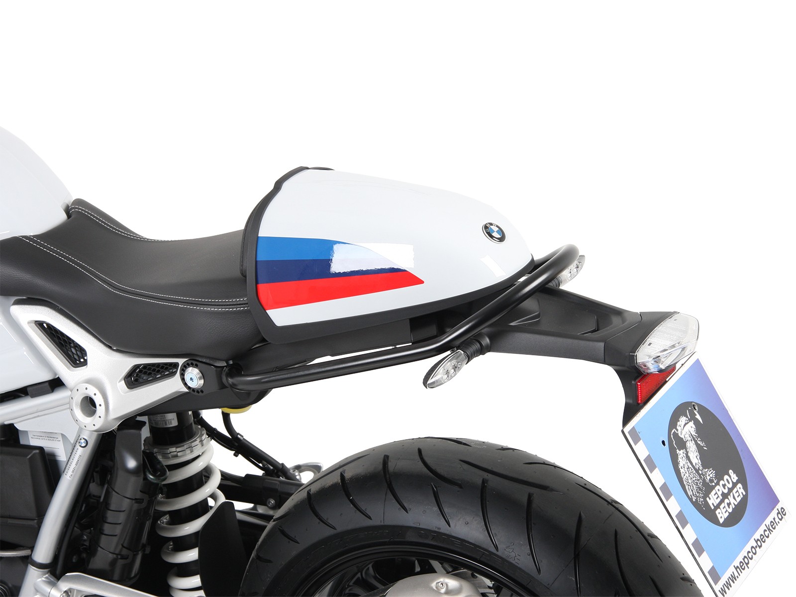Maniglione passeggero / ringhiera nera per BMW R nineT Racer (17-20) Hepco & Becker