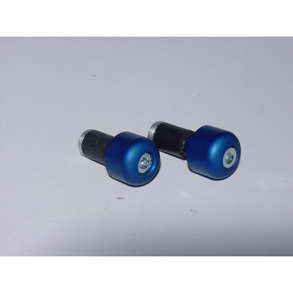 LSL Lenkerendstücke Aluminium, zylindrisch, klein, für 22,2 mm Lenker, mit Gummiklemmung, blau