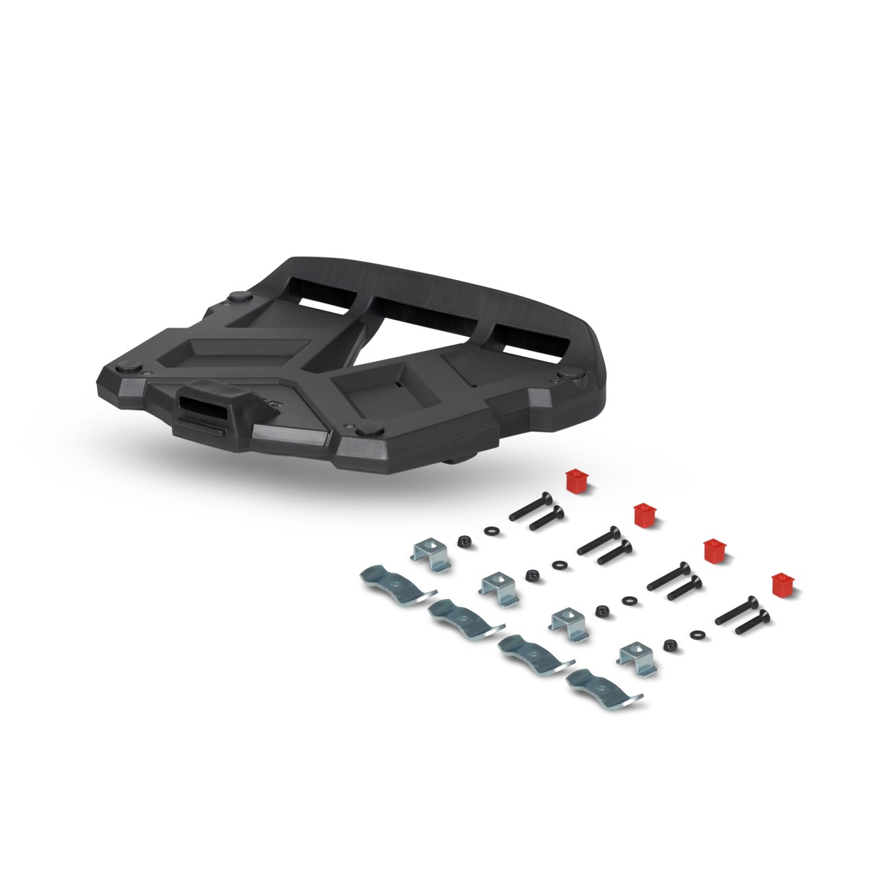 Piastra di fissaggio per bauletto Shad, nera, in plastica, con kit di montaggio incluso