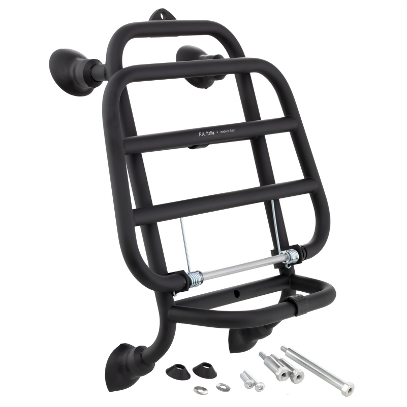 Portapacchi anteriore per Vespa GTS /GTS Super HPE /GTV 125/300 ('19-), pieghevole, nero opaco