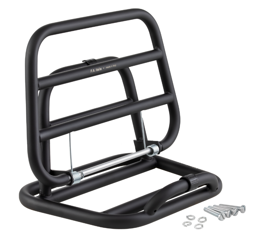 Portapacchi posteriore per Vespa 946 3V cioè 125cc, pieghevole, nero opaco