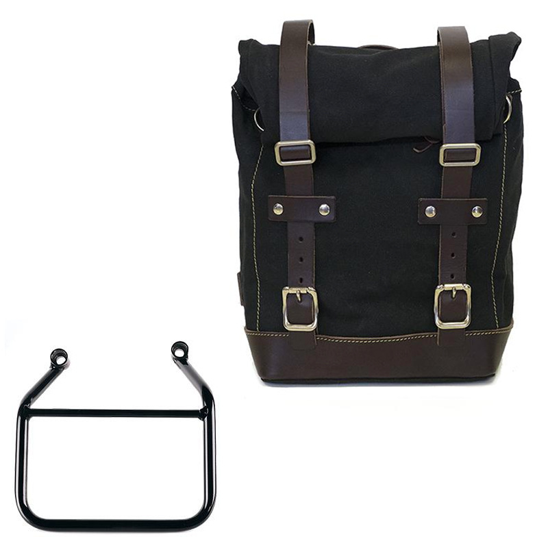Borsa laterale in tela sinistra 10L-14L + telaio Triumph Scrambler 400 X - Nero/Bruno