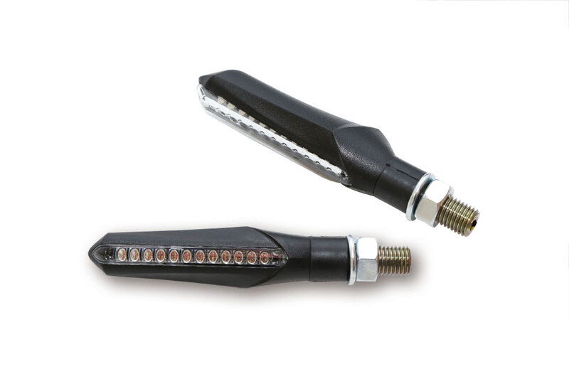 HIGHSIDER Smart Run LED indicatore di sequenza alloggiamento nero / lente grigio fumo (coppia), anteriore e posteriore