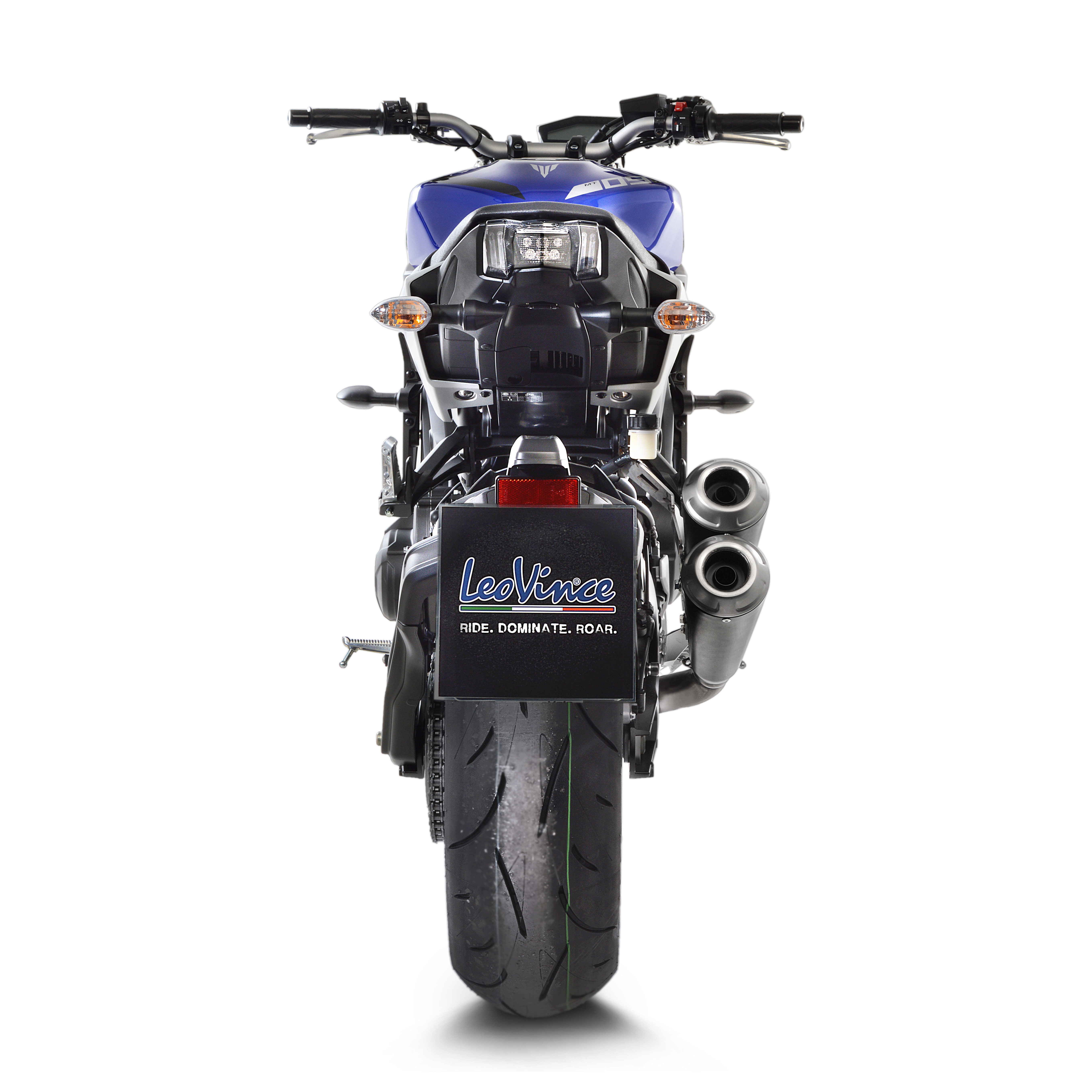Sistema di scarico LeoVince GP Duals per Yamaha MT-09, acciaio inox nero, slip on, Euro4, omologazione E