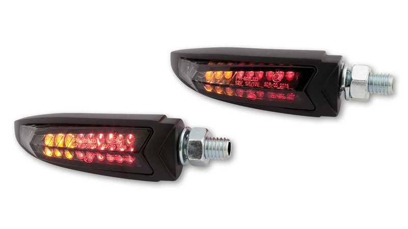 HIGHSIDER pro Arc LED luce posteriore, luce freno, indicatore di direzione 3in1 nero/tinta omologata E (coppia)