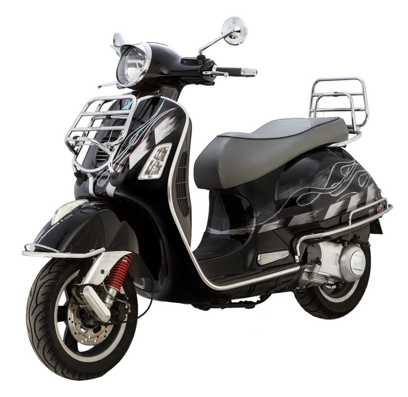 Portapacchi posteriore per Vespa GTS /GTS Super /GTV /GT 60, 125-300cc, pieghevole, cromato