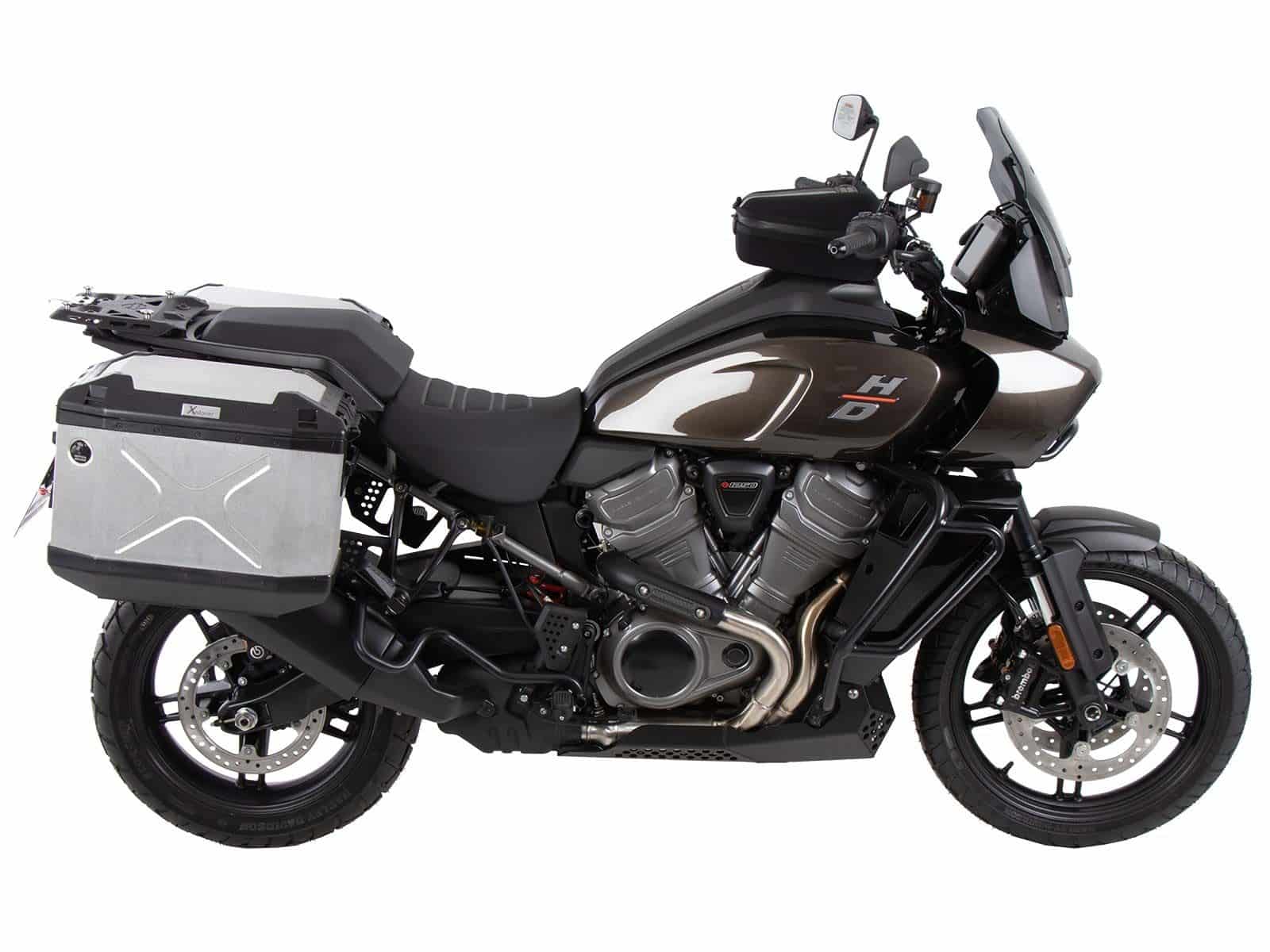 Set di valigie Cutout incl. set di valigie Xplorer Cutout argento per Harley Davidson Pan America (21-)