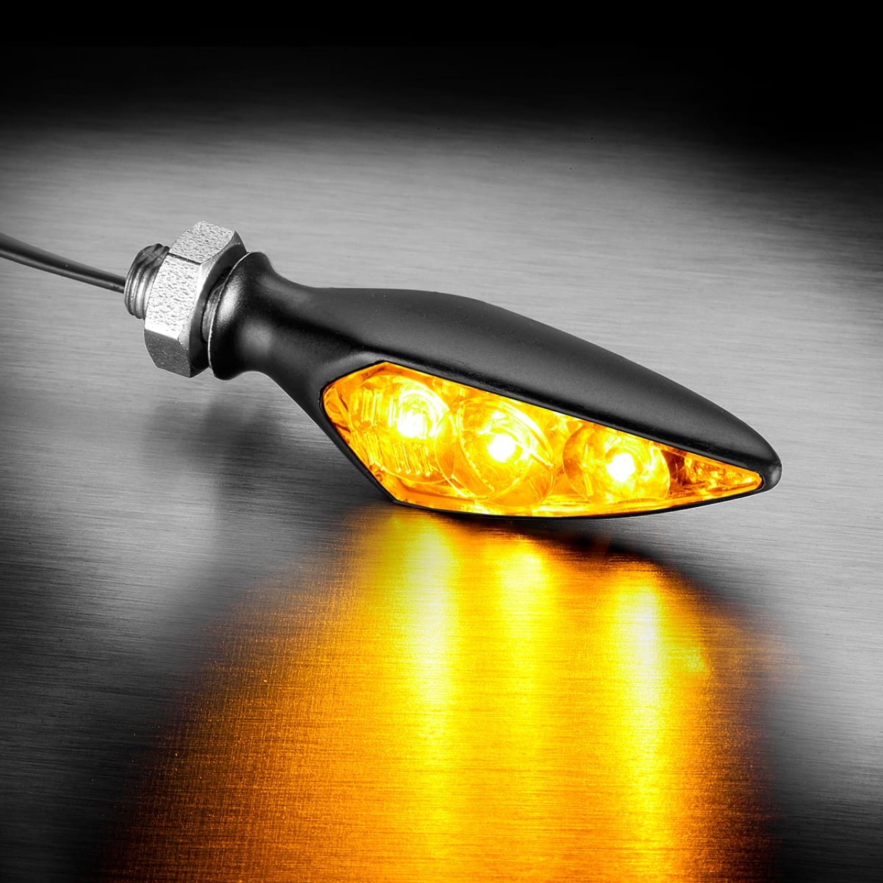 Indicatore Kellermann, Rombo S Dark, alluminio, LED, VL/HR, 12 V, nero satinato, M5x0,5x6,5