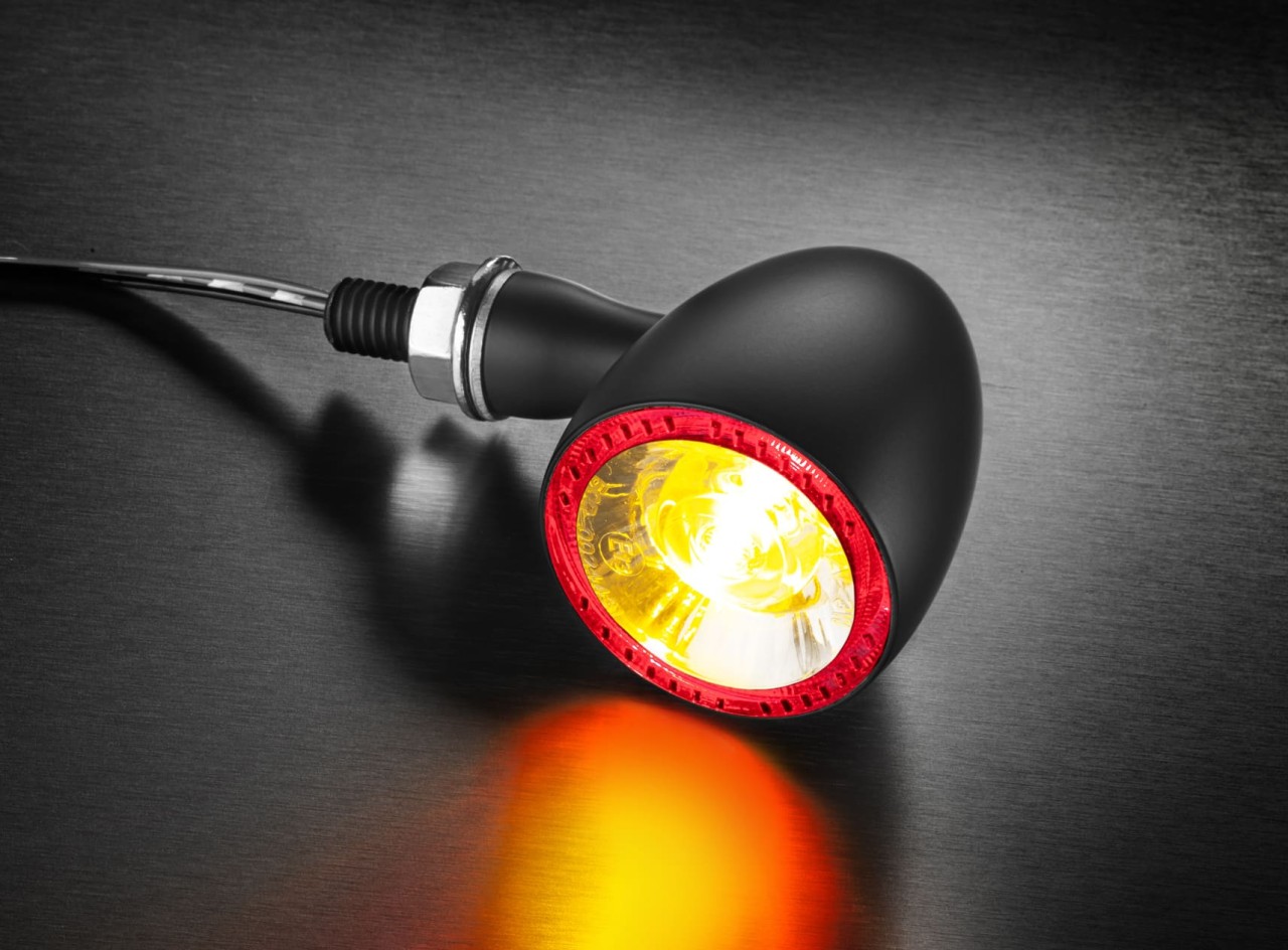 Indicatore di direzione, luce posteriore e luce freno Kellermann, Bullet 1000 DF, acciaio, LED, HL/HR, 12 V, nero satinato