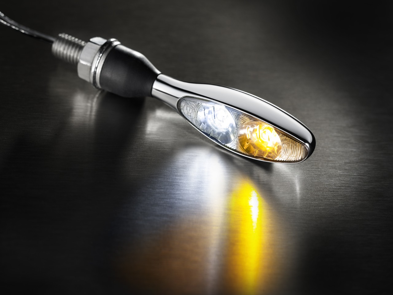 Indicatore Kellermann con luce di posizione, Micro 1000 PL, acciaio, LED, VL/VR, 12 V, cromo lucido, M8x20