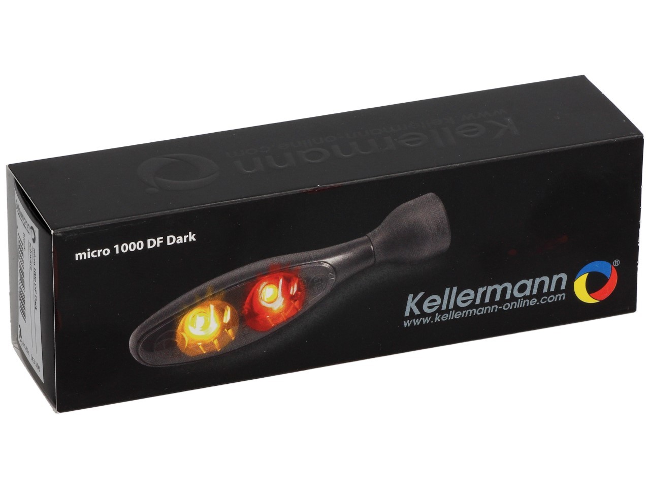 Indicatore di direzione Kellermann, luce posteriore e freno, Micro 1000 DF Dark, acciaio, LED, HL/HR, 12 V, nero opaco