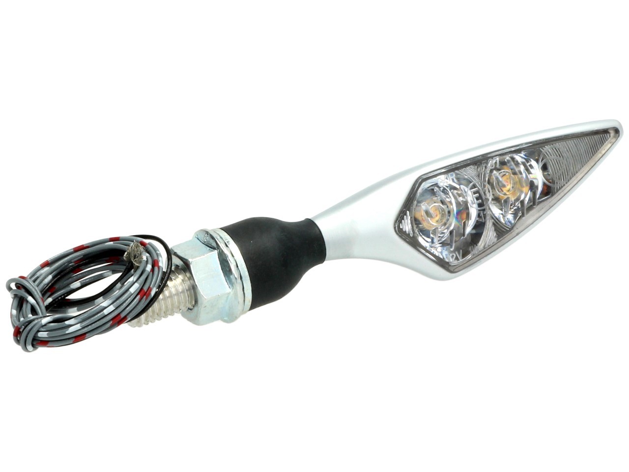 Indicatore di direzione Kellermann, luce posteriore e del freno, rombo DF, acciaio, LED, HR, 12 V, cromo opaco, M8x20