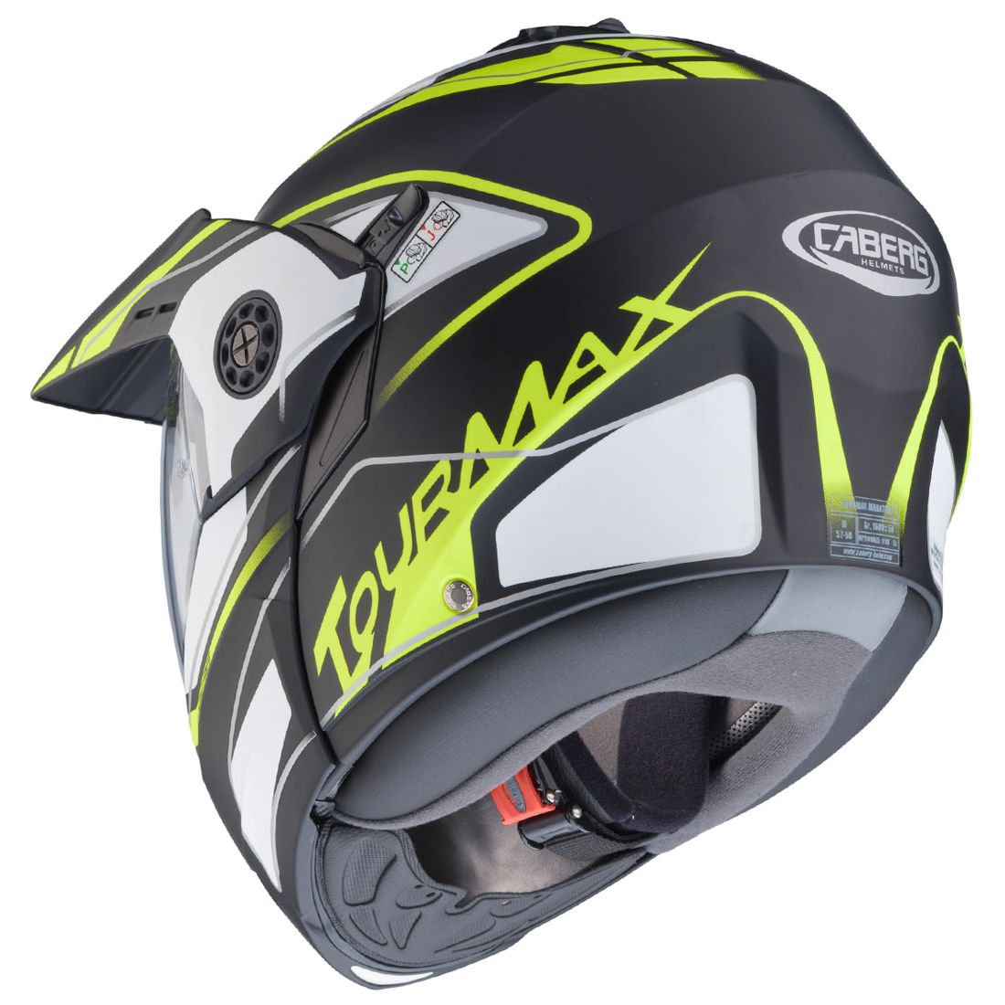 Casco Caberg Tourmax Marathon, nero opaco/bianco-giallo