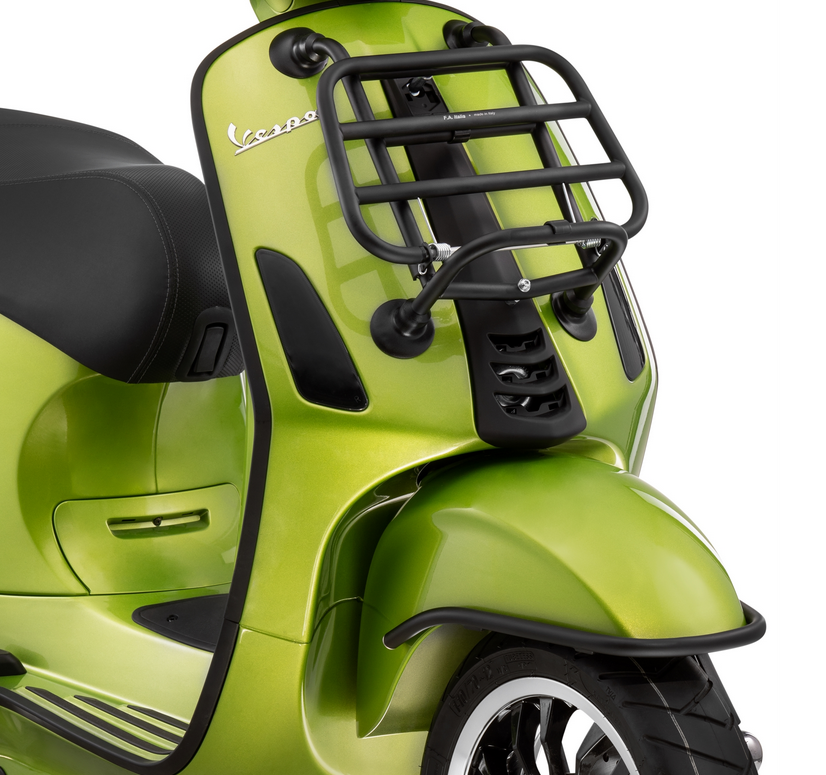Portapacchi anteriore per Vespa Primavera /Sprint /Elettrica 50-150ccm, pieghevole, nero opaco