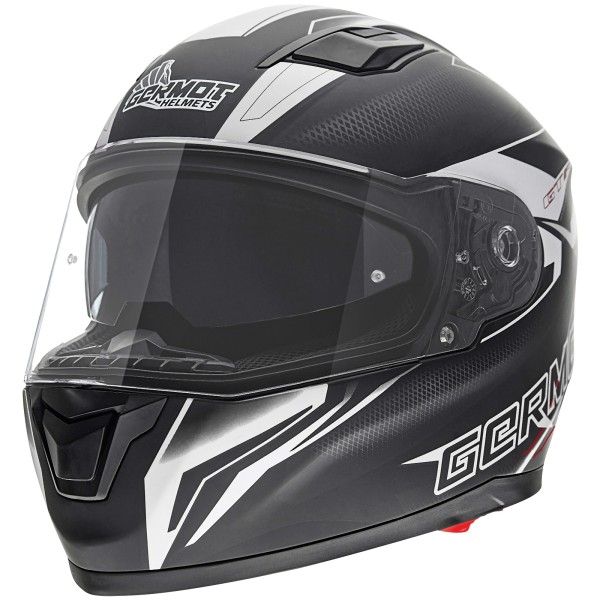 Casco integrale Germot GM 330, nero/bianco opaco
