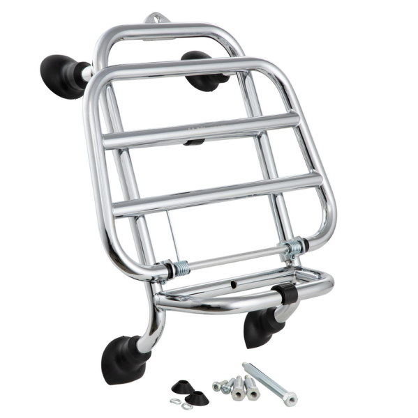 Portapacchi anteriore per Vespa GTS /GTS Super HPE /GTV 125/300 ('19-), pieghevole, cromato