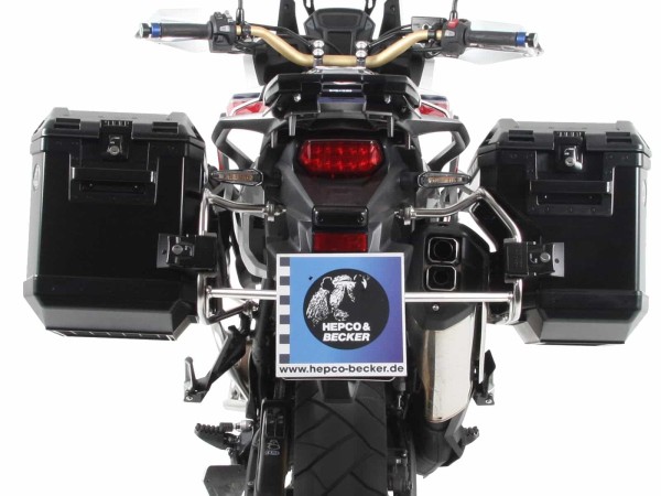 Set di valigie Xplorer nero + portaoggetti argento per Honda CRF1000 Africa Twin (18-19)