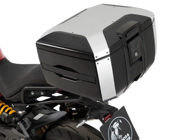 Set Smartrack con bauletto Xcore 40 argento/nero per Ducati Monster 890 / + (26-) Hepco & Becker