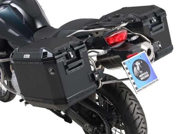 Set portavaligie Cutout in acciaio inox incluso set di valigie Xplorer Cutout nero per F 850 GS Adventure