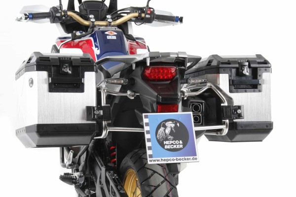 Xplorer cutout case silver + cutout carrier for Honda CRF 1000 Africa Twin (16-17) Hepco & Becker