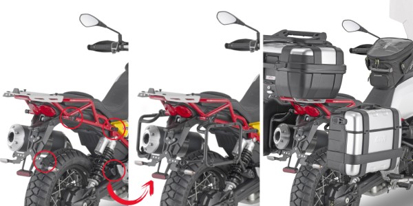 Portapacchi laterale ONEFIT estraibile per Moto Guzzi V85 TT (Bj.19-) Givi