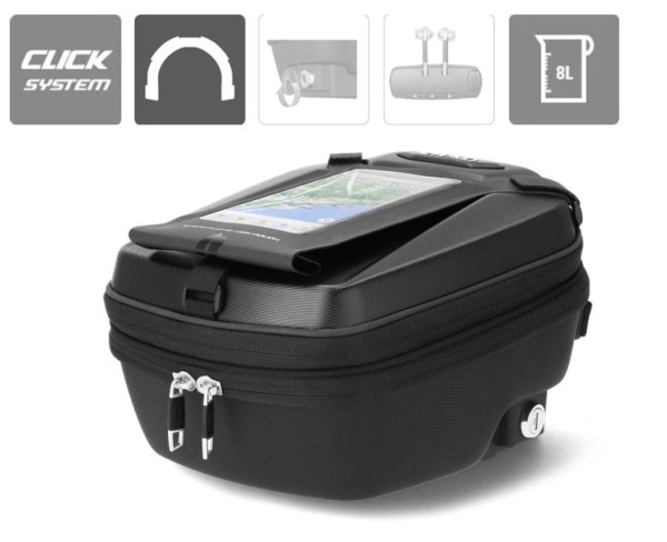 Borsa da serbatoio Shad 5-8 L, sistema Click, doppia chiusura a chiave