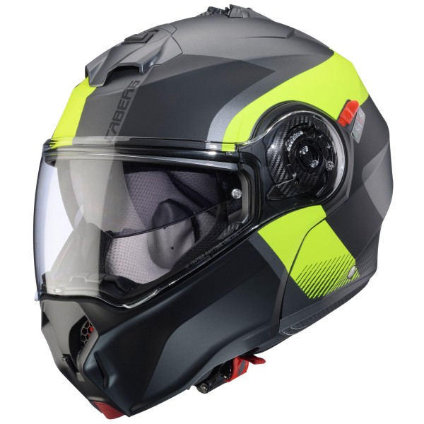 Caberg casco ribaltabile Duke Evo Indy opaco-fucile metallizzato/nero-fluo-giallo