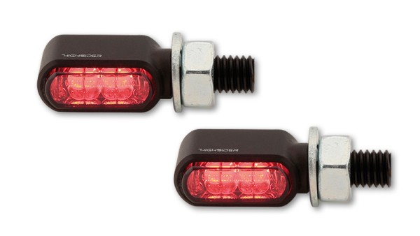 HIGHSIDER pro Little Bronx Luce posteriore a LED, luce freno, indicatore di direzione nero/tinta 3in1, CNC, omologato E (coppia)