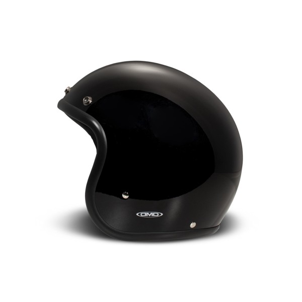 DMD casco jet Retro, nero, lucido, nero pieno, fibra di vetro, ECE 22.06