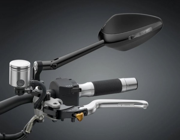 Specchio RIZOMA "Veloce L naked" sinistro o destro con indicatore per Vespa, anodizzato nero