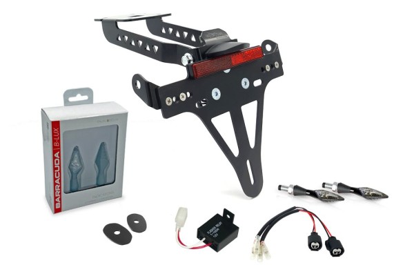 Porta targa (incl. indicatori di direzione Barracuda anteriori + posteriori) per Kawasaki Z650 / Ninja 650 (20-)