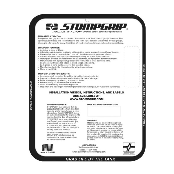 Stompgrip Tank Pad schwarz, Volcano, für Honda CBR600RR, 2024-2025